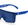 Lazer Face Sunglasses: Neon Blue Z87 -Heat Wave Visual Neon Blue