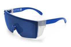 Lazer Face Sunglasses: Neon Blue Z87 -Heat Wave Visual Neon Blue Clear