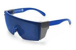Lazer Face Sunglasses: Neon Blue Z87 -Heat Wave Visual Neon Blue Smoke