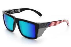 XL VISE Z87 Sunglasses: Stars And Stripes USA -Heat Wave Visual Stars Stripes USA Galaxy Angle Smoke