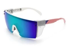 Lazer Face Sunglasses: WHITE FRAME Stars & Stripes USA Z87 13 Lazer Face Sunglasses: WHITE FRAME Stars & Stripes USA Z87 -Heat Wave Visual Stars Stripes USA White Angle Clear
