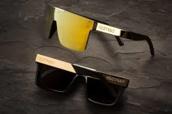 Quatro Sunglasses: Black/Gold Metal Customs -Heat Wave Visual goldmetal