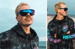 Lazer Face Sunglasses: Neon Blue Z87 -Heat Wave Visual lazer neon blue